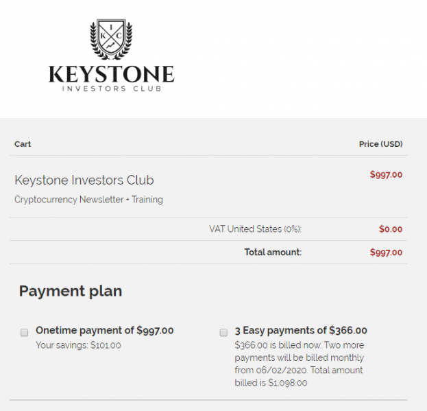 Keystone Investors Club Pricing
